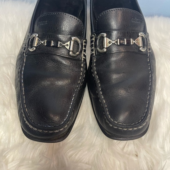 Geox Mens Leather Horsebit Top Stitched Slip On Loafers Black Size 42 US SZ 9 - Picture 2 of 8